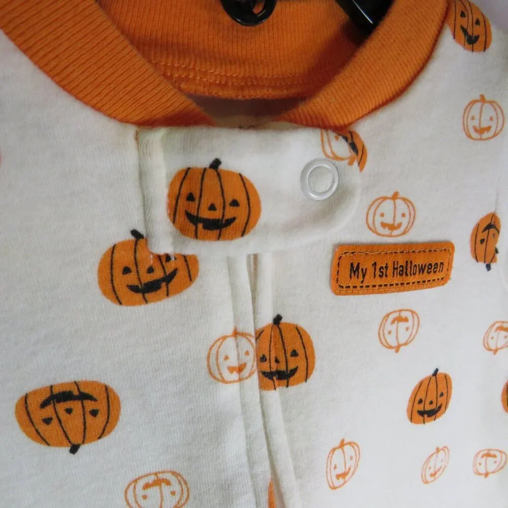 Baby Jack O' Lantern pumpkin bodysuit footed Halloween Fall